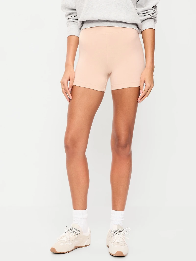High-Waisted Jersey Biker Shorts - 4-inch inseam