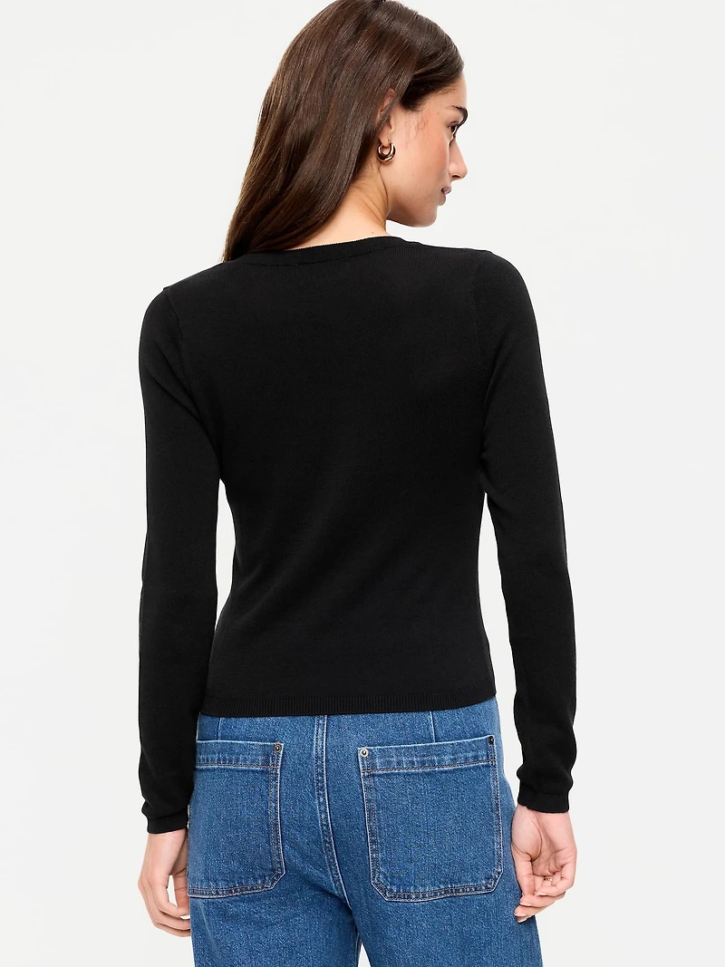 Fitted Scoop-Neck Cropped Jersey Sweater