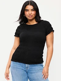 Slit-Neck Smocked Top