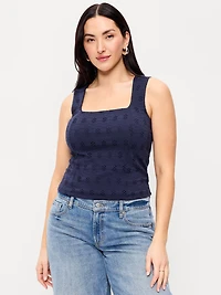 Seamed-Bodice Eyelet Tank Top