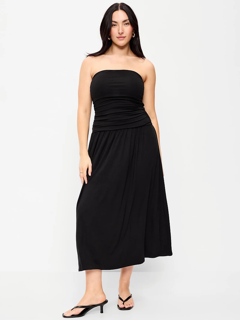 Fit & Flare Drop-Waist Maxi Tube Dress