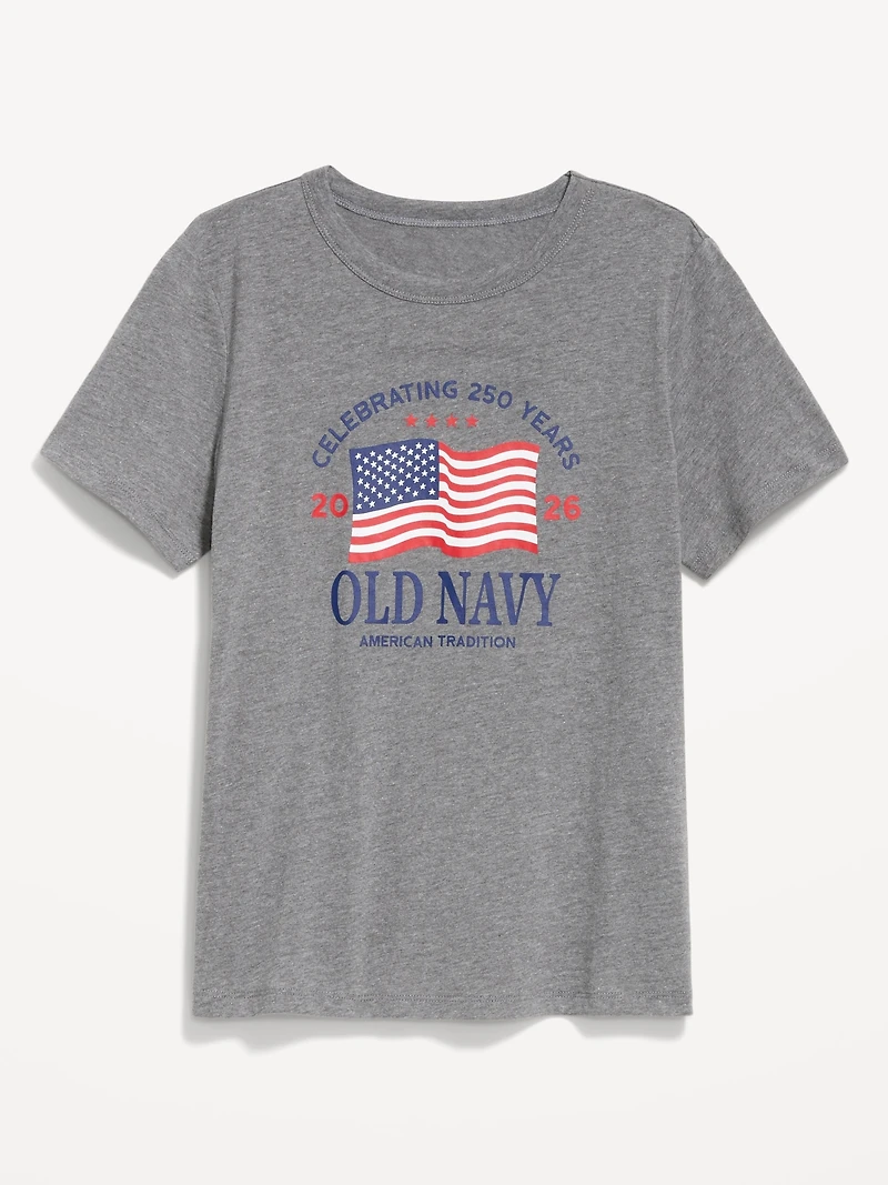 Crew-Neck Flag Graphic T-Shirt