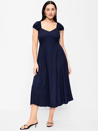 Short-Sleeve Fit & Flare Midi Dress