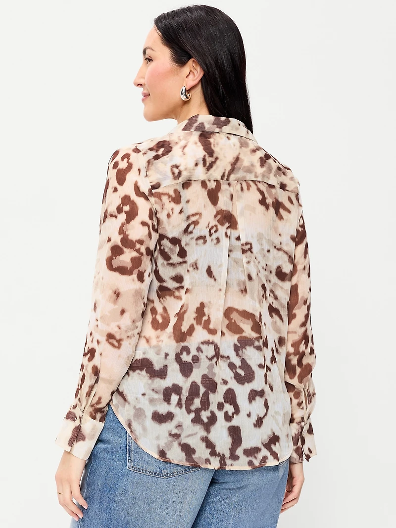 Chiffon Button-Down Shirt