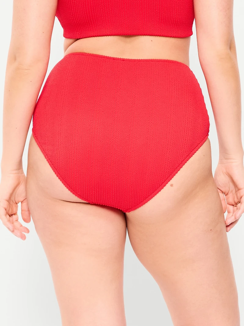 High-Waisted Ribbed Bikini Swim Bottoms