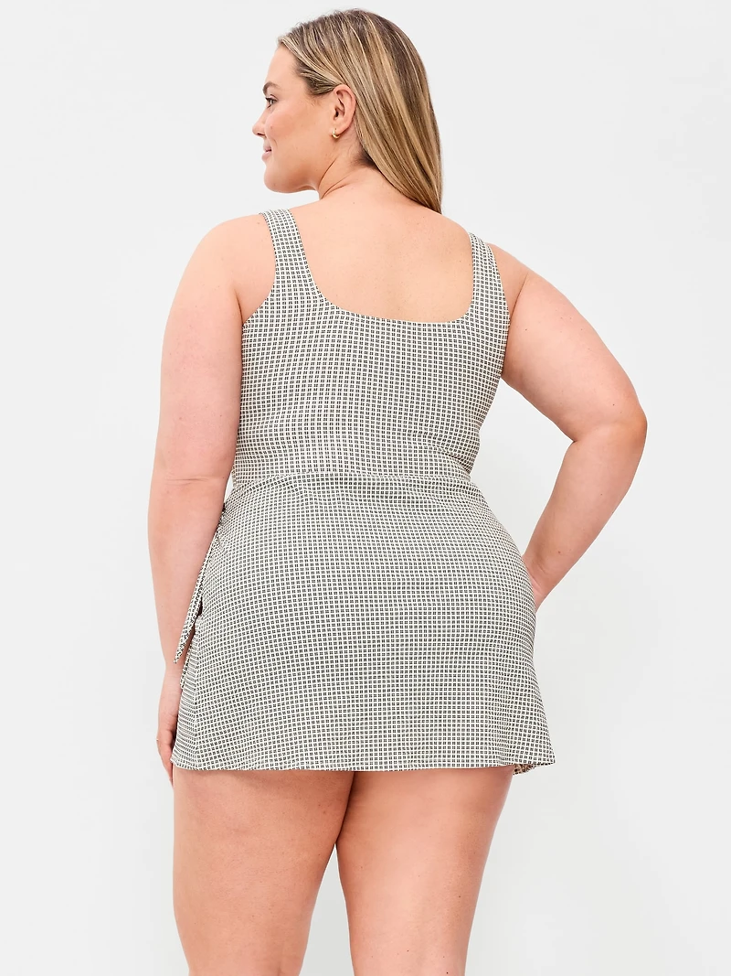 Pique Side-Tie Swim Dress