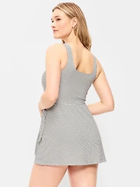 Pique Side-Tie Swim Dress