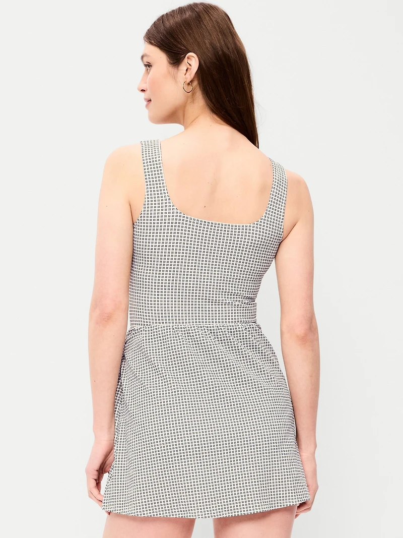 Pique Side-Tie Swim Dress