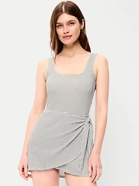 Pique Side-Tie Swim Dress