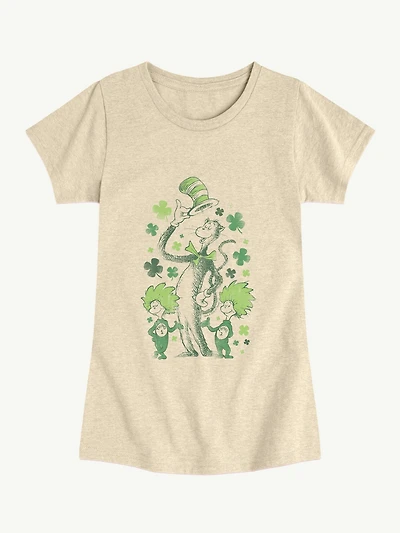 Dr Seuss Cat The Hat Shamrocks Short Sleeve Graphic T-Shirt For Girls