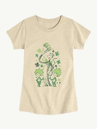 Dr Seuss Cat The Hat Shamrocks Short Sleeve Graphic T-Shirt For Girls
