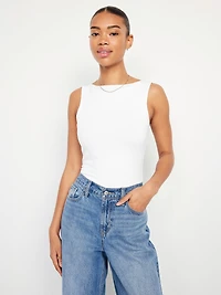 Hug Double-Layer Boat-Neck Top