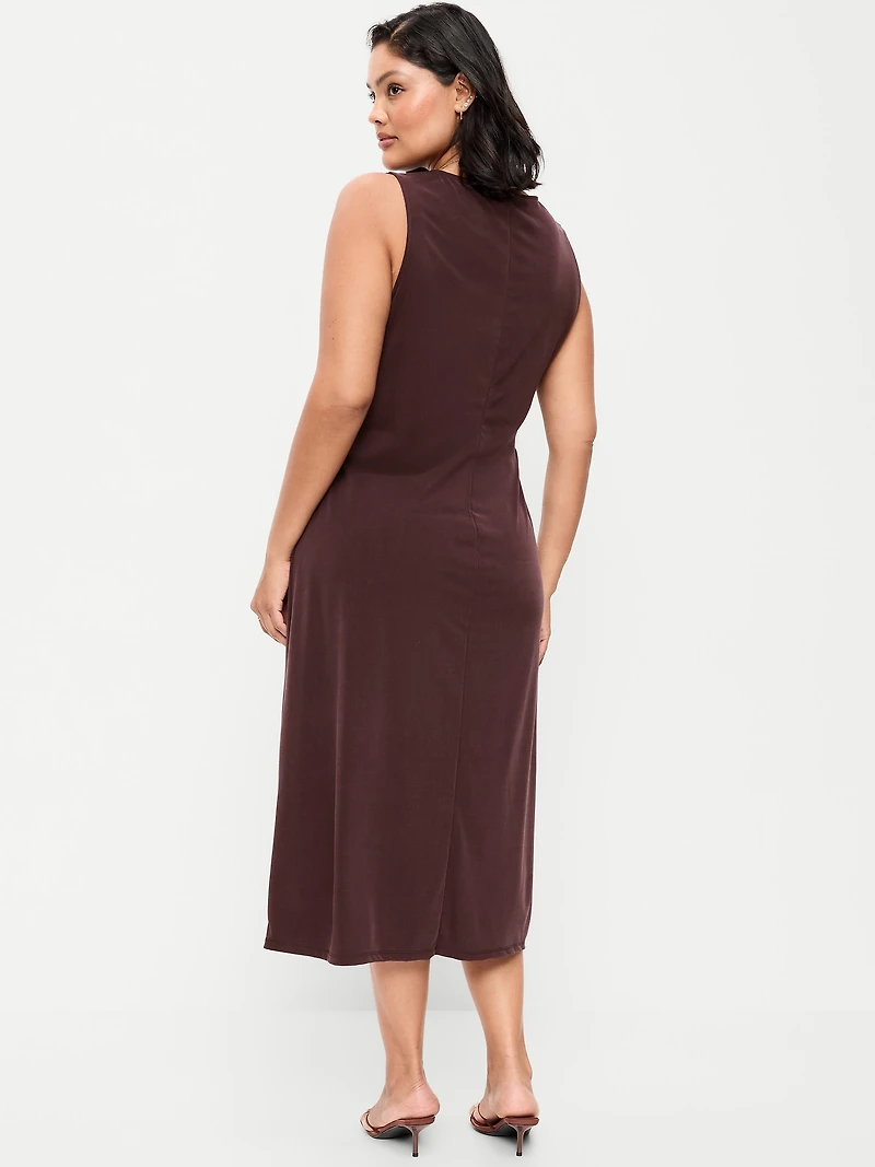 Sleeveless Draped Midi Dress