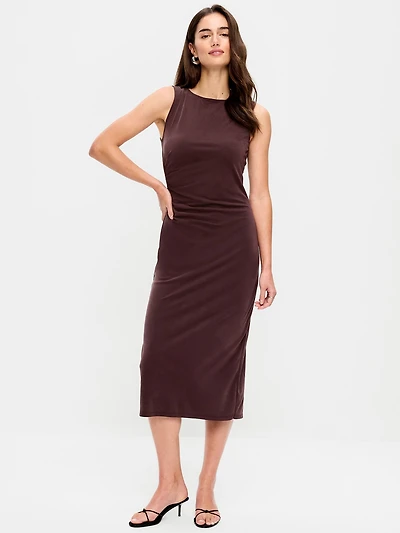 Sleeveless Draped Midi Dress