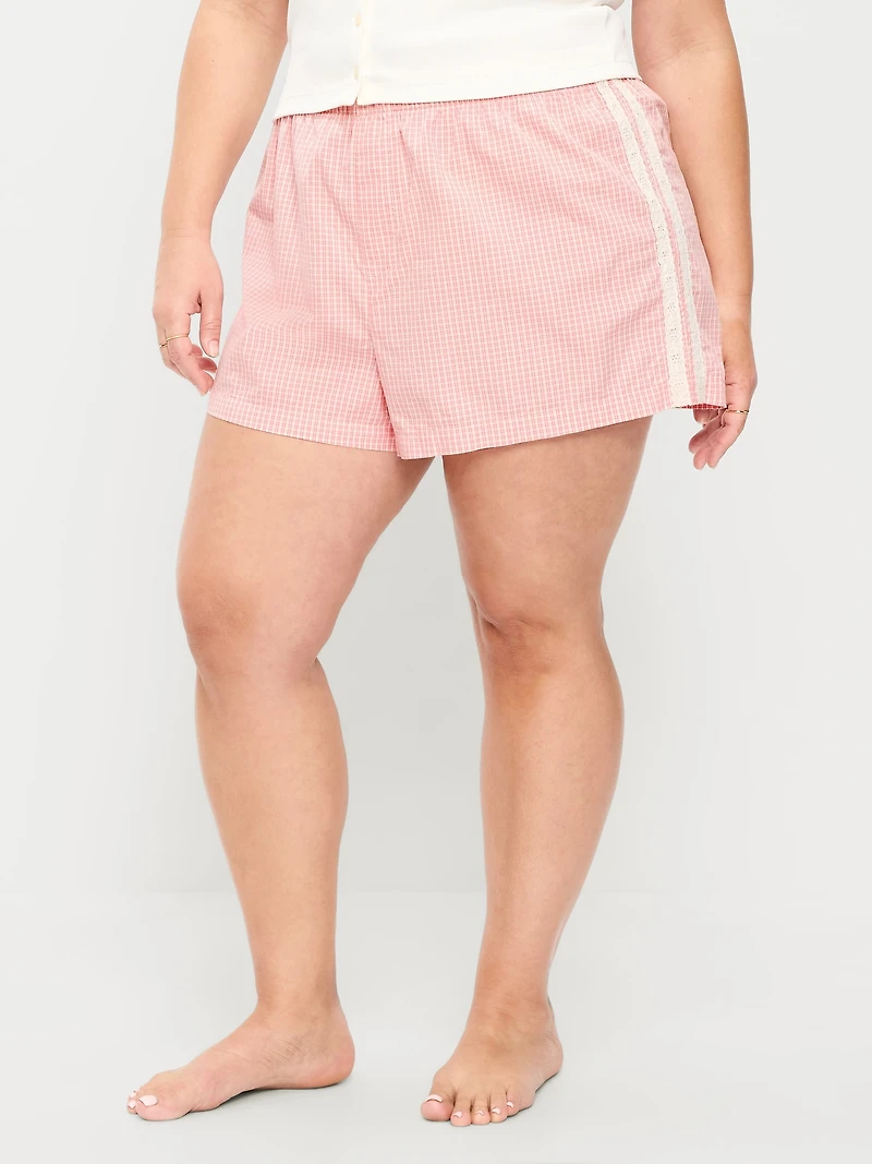 Eyelet-Trim Boxer Pajama Shorts