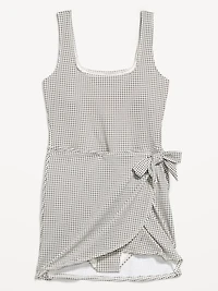 Pique Side-Tie Swim Dress