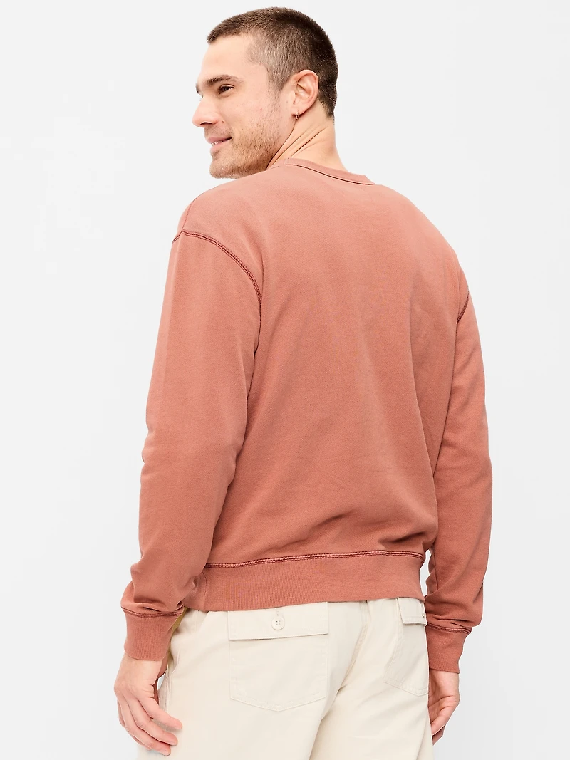 Loose Garment-Washed Crew-Neck Sweatshirt