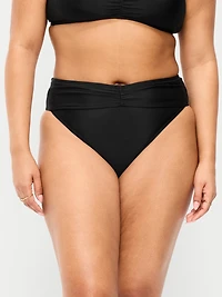 High-Waisted Cinched Bikini Swim Bottoms
