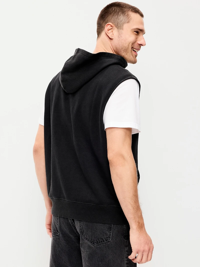Sleeveless Washed Fleece Muscle Hoodie