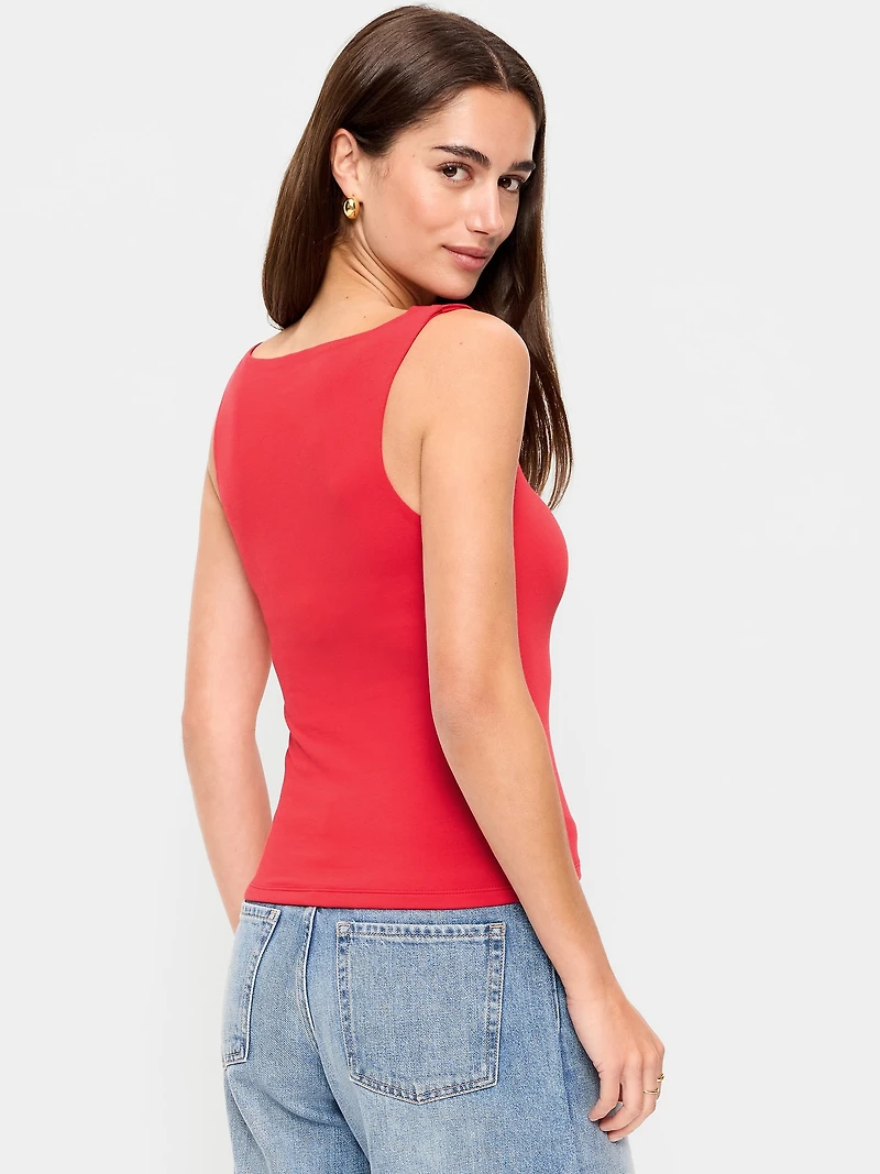Hug Double-Layer Boat-Neck Top