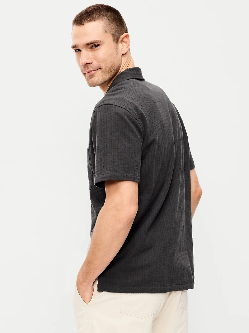 Short-Sleeve Textured Camp Shirt