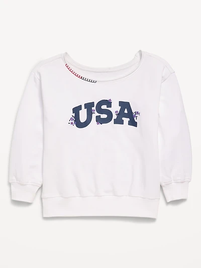 Oversized Off-Shoulder Graphic Tunic Sweatshirt for Girls