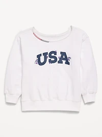 Oversized Off-Shoulder Graphic Tunic Sweatshirt for Girls