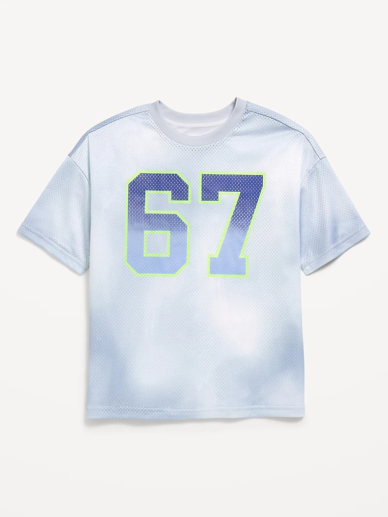 Oversized Mesh Graphic Basketball T-Shirt for Boys