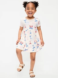 Printed Short-Sleeve Dress for Toddler Girls