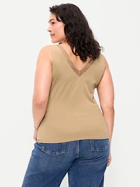 Sleeveless Lace-Trim V-Neck Top