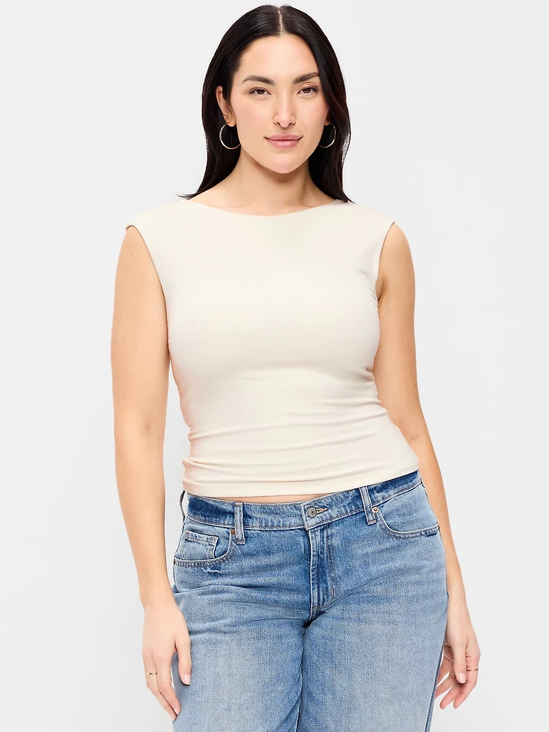 Cap-Sleeve Tie-Back Top