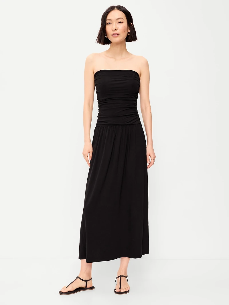 Fit & Flare Drop-Waist Maxi Tube Dress