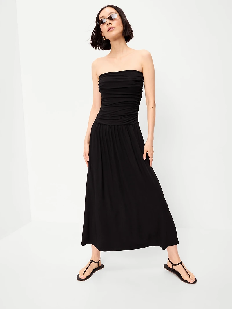 Fit & Flare Drop-Waist Maxi Tube Dress