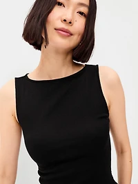 Mixed Media Drop-Waist Mini Dress