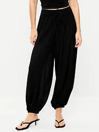 High-Waisted Crinkle Chiffon Harem Pants