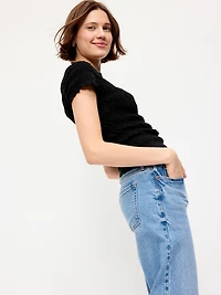 Slit-Neck Smocked Top