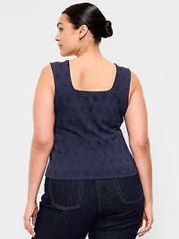 Seamed-Bodice Eyelet Tank Top