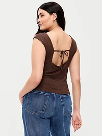 Cap-Sleeve Tie-Back Top
