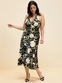 The Occasion by Old Navy Fit and Flare Satin Halter Midi Dress