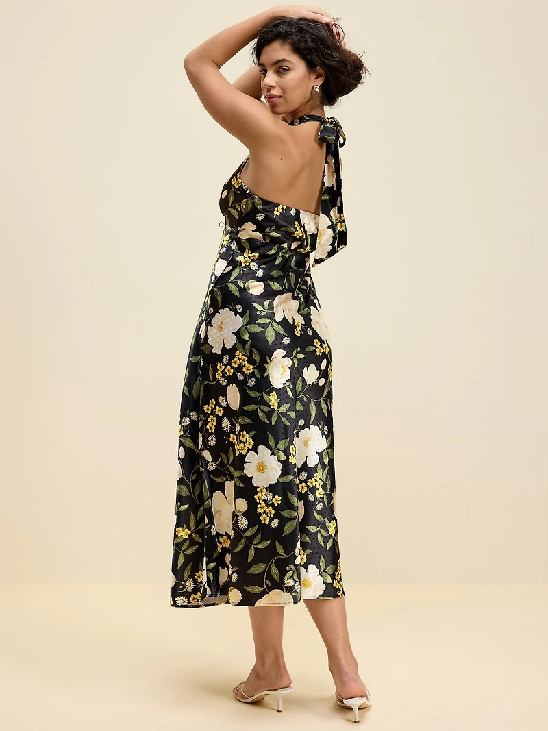 The Occasion by Old Navy Fit and Flare Satin Halter Midi Dress