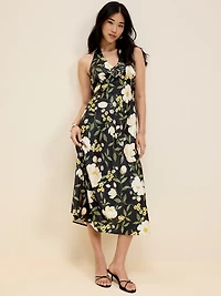 The Occasion by Old Navy Fit and Flare Satin Halter Midi Dress