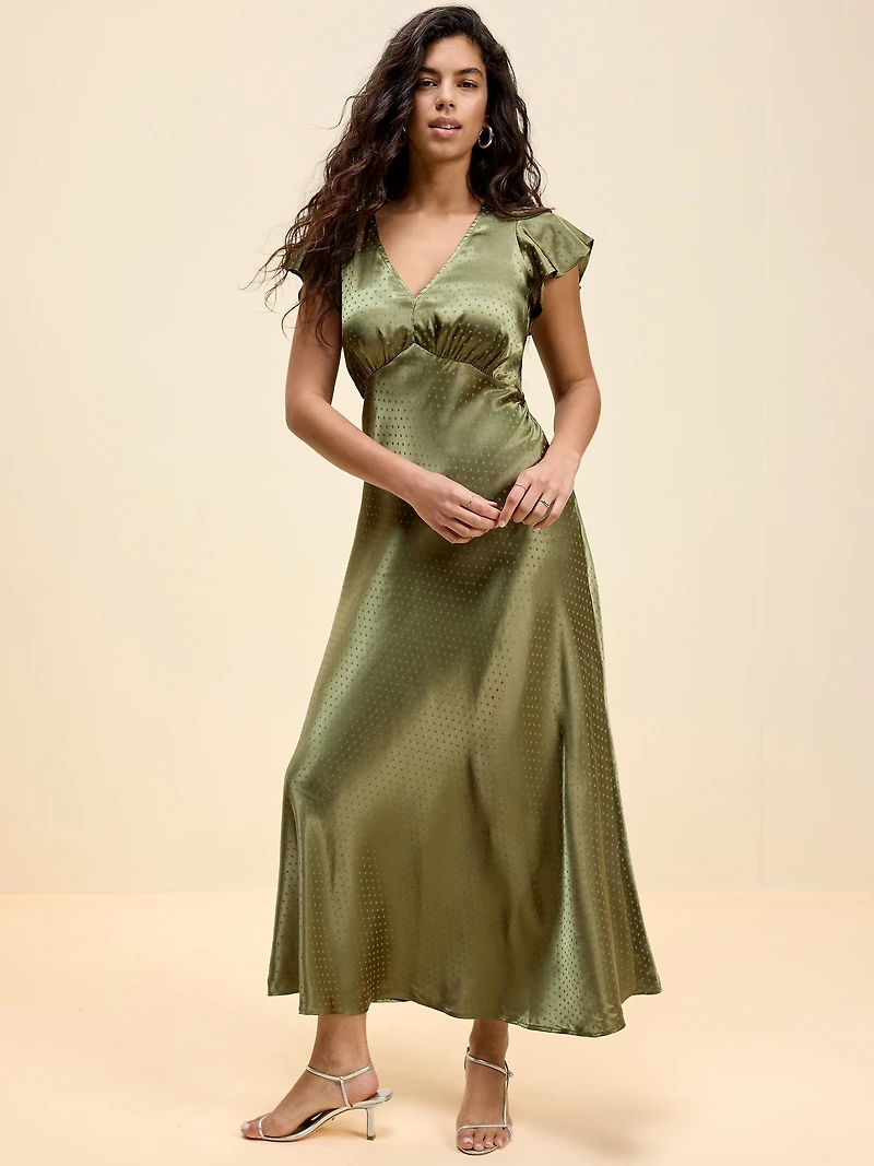 The Occasion by Old Navy Satin Flutter-Sleeve Maxi Dress