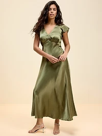 The Occasion by Old Navy Satin Flutter-Sleeve Maxi Dress