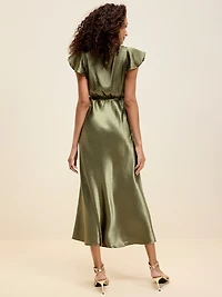 The Occasion by Old Navy Satin Flutter-Sleeve Maxi Dress
