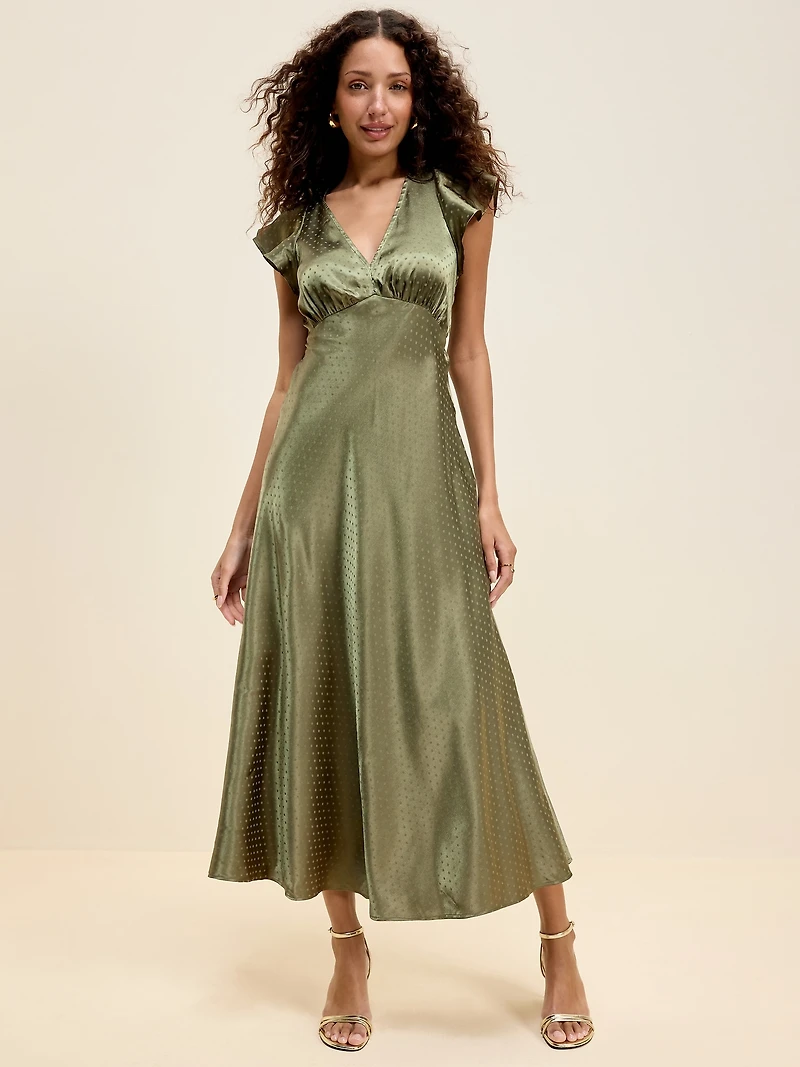 The Occasion by Old Navy Satin Flutter-Sleeve Maxi Dress