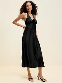 The Occasion by Old Navy Fit and Flare Satin Halter Midi Dress