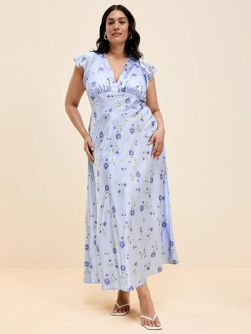 The Occasion by Old Navy Satin Flutter-Sleeve Maxi Dress