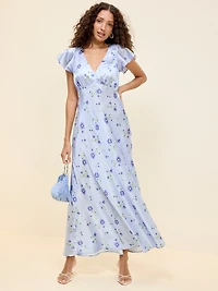 The Occasion by Old Navy Satin Flutter-Sleeve Maxi Dress