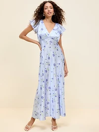 The Occasion by Old Navy Satin Flutter-Sleeve Maxi Dress