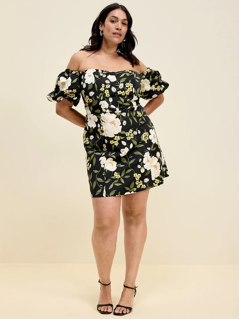 The Occasion by Old Navy Fit & Flare Puff-Sleeve Taffeta Mini Dress